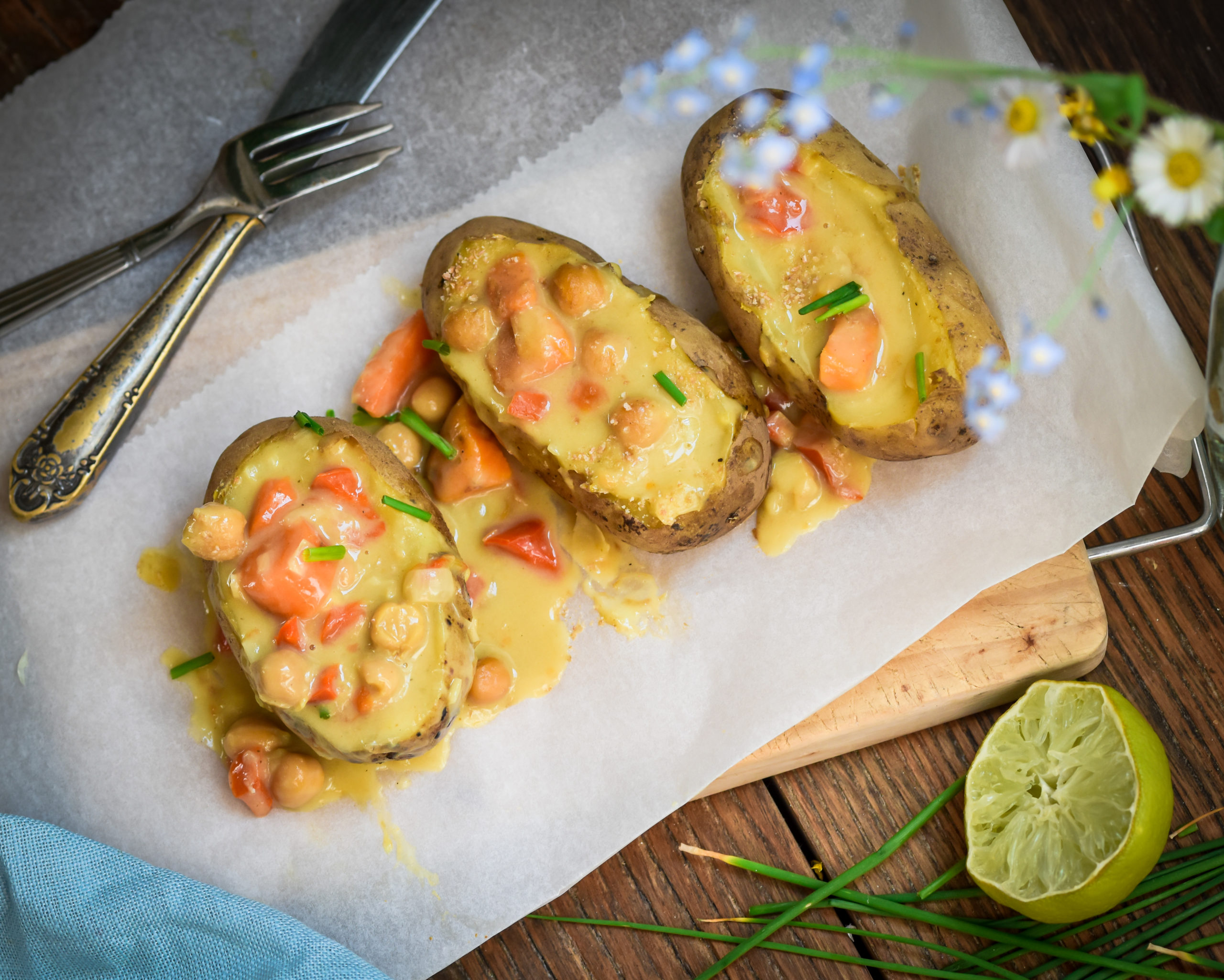 Jacket potatoes au curry